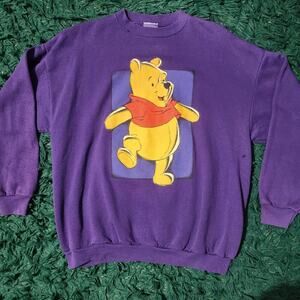 Vintage Winnie the Pooh Graphic Crewneck Sweatshirt Purple 90s Disney XL